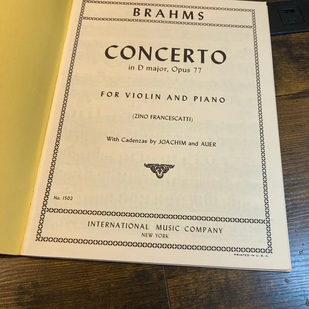 Brahms Concerto in‎ D major Opus 77 Violin Piano Francescatti Sheet Music Book